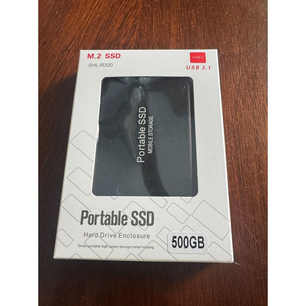 SHL-R320 Portable External SSD 500GB M.2 USB 3.1 Type-C Black for Laptop PC